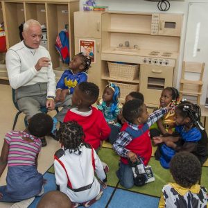 Rosen Reveal — Harris Rosen visits children at the new Rosen Preschool at the new OCPS Academic Center for Excellence (ACE) in the Parramore District in Orlando.